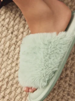 Mintgroen - Faux Fur Lined Slider Slippers