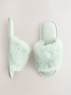 Mintgroen - Faux Fur Lined Slider Slippers