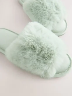 Mintgroen - Faux Fur Lined Slider Slippers