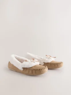Mokkabruin - Moccasin Suede Slippers