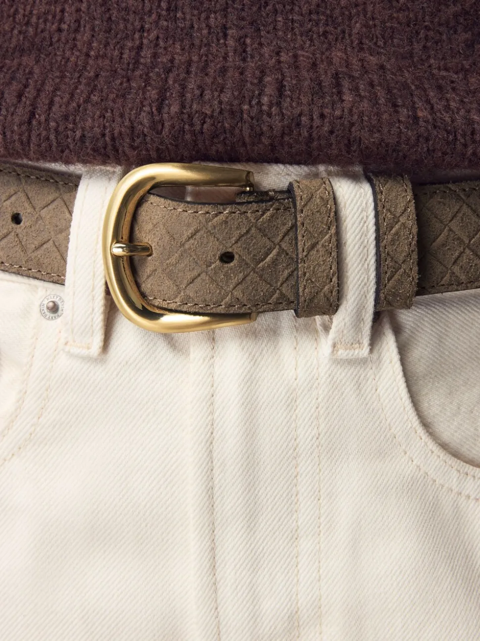 Mokkabruin - N. Premium Made in Italië riem van suède met geweven look