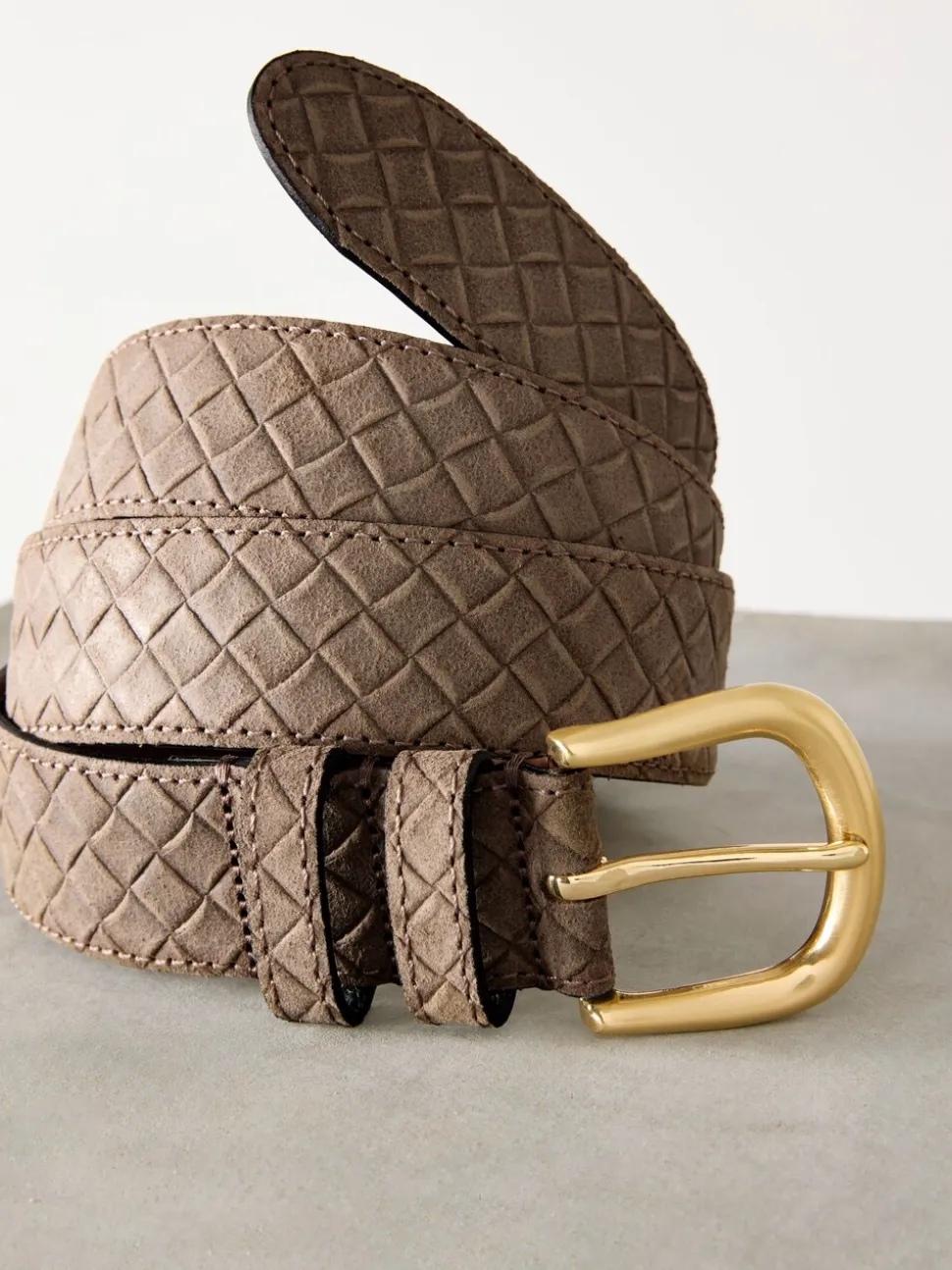 Mokkabruin - N. Premium Made in Italië riem van suède met geweven look