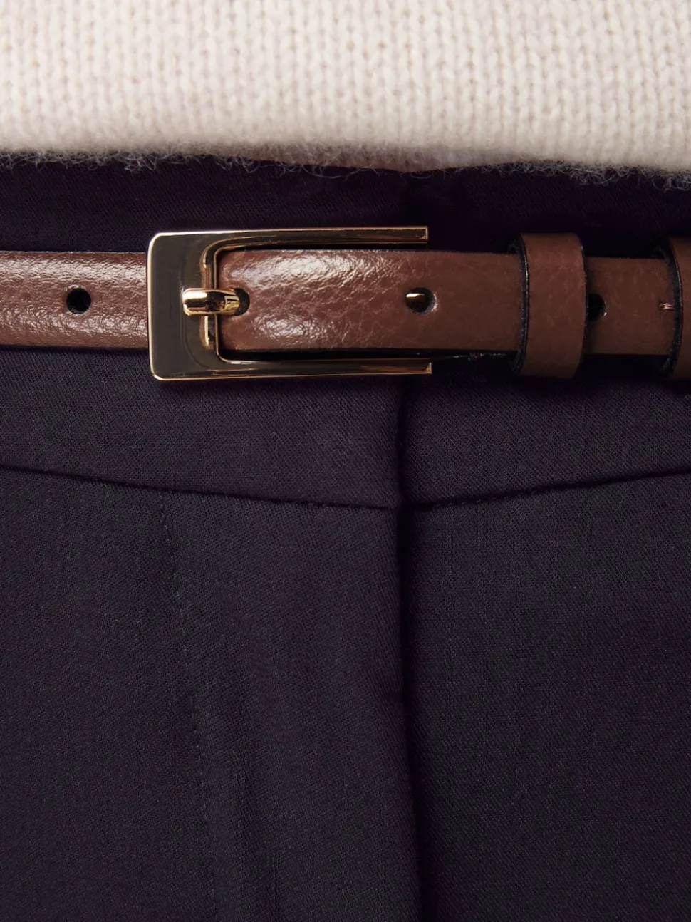 Mokkabruin - N. Premium skinny Made In Italy leren riem