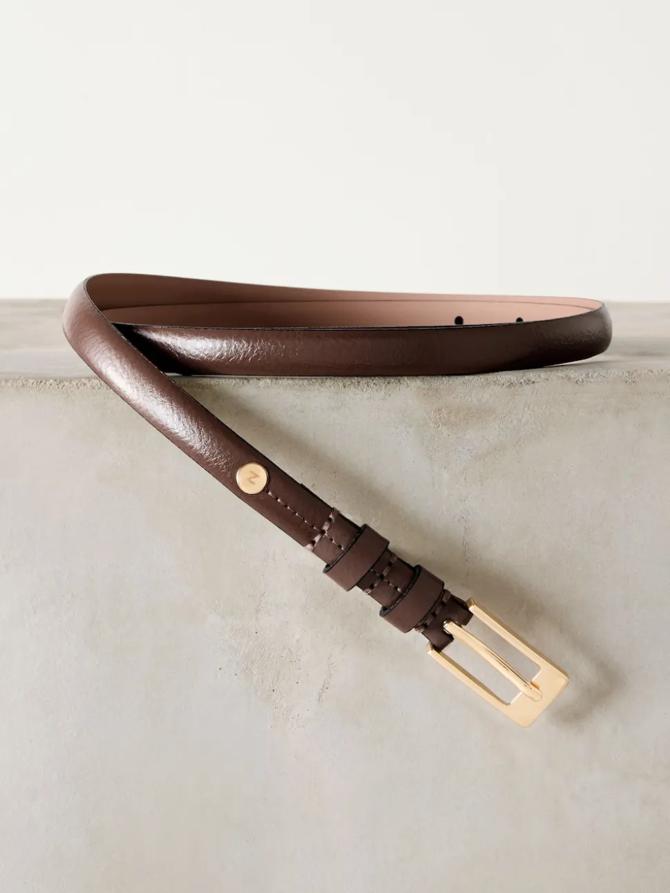 Mokkabruin - N. Premium skinny Made In Italy leren riem