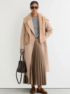 Mokkabruin - Reiss Seren Pleated Midi Skirt