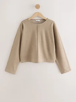 Mokkabruin - Soft Brushed Finish Slouch Neck Longsleeve Sweatshirt