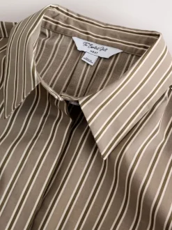 Mokkabruin gestreept - Fitted Stretch Essential Long Sleeve Shirt