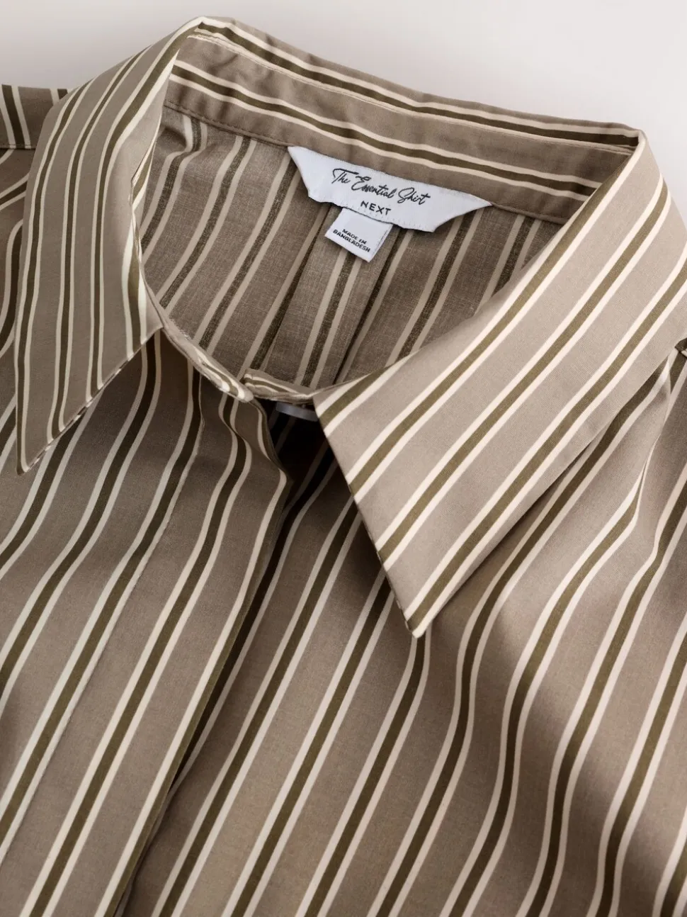 Mokkabruin gestreept - Fitted Stretch Essential Long Sleeve Shirt