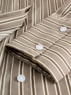 Mokkabruin gestreept - Fitted Stretch Essential Long Sleeve Shirt