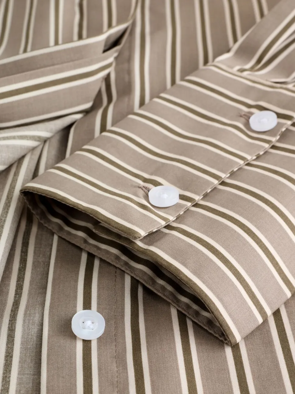 Mokkabruin gestreept - Fitted Stretch Essential Long Sleeve Shirt