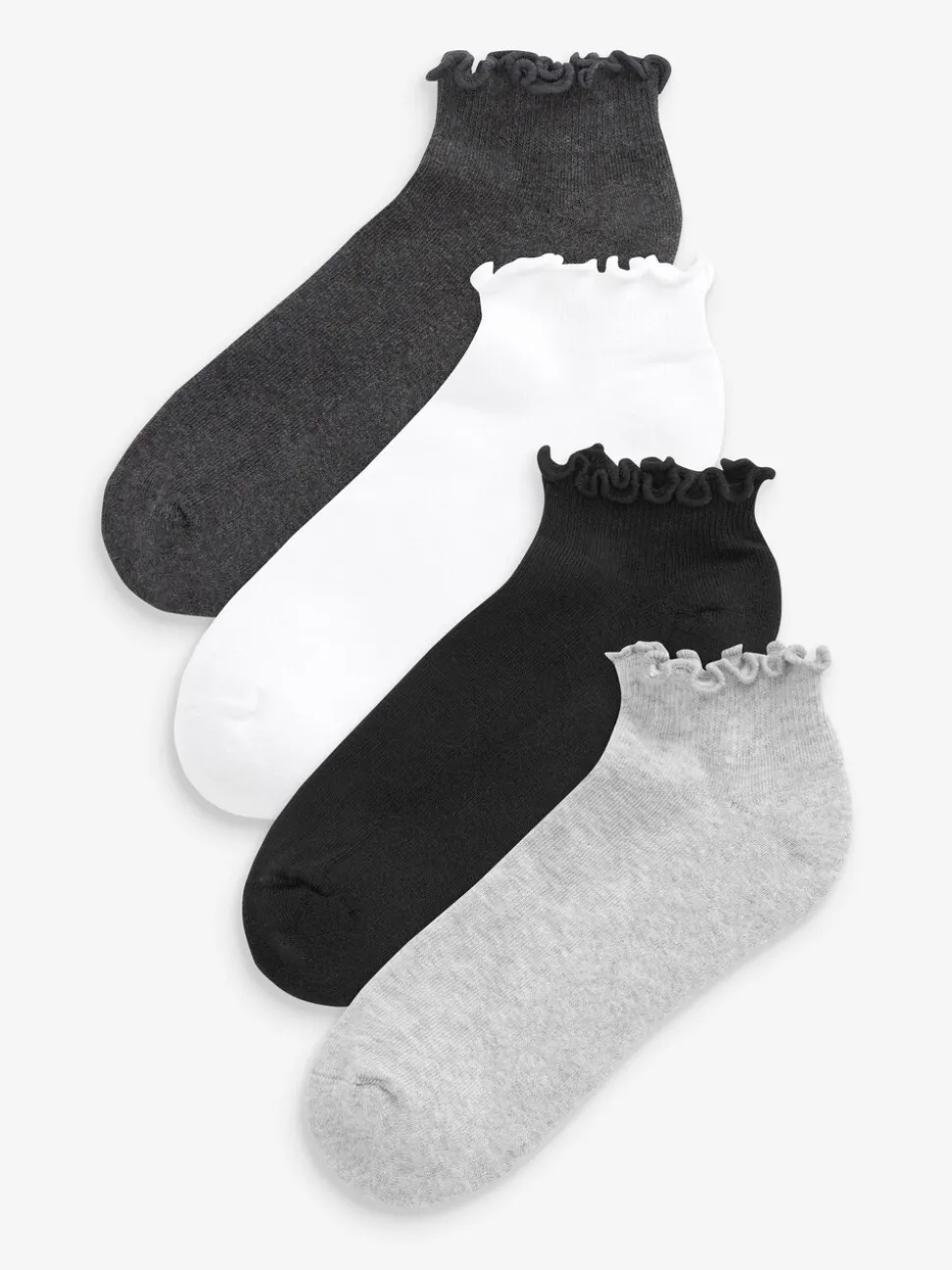 Monochroom - 4 Paar sneakersokken met rucherand en verzachte zool