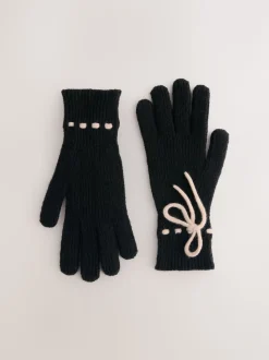 Monochroom - 3D Bows Knitted Gloves 1 Pack
