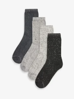 Monochroom - Set van 4 paar sokken met kussenzool