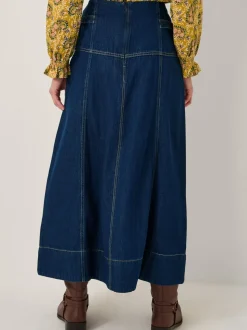 Monsoon Brooke Seamed Denim Midi Skirt