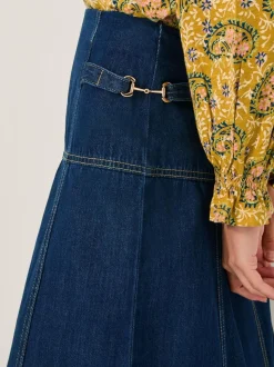 Monsoon Brooke Seamed Denim Midi Skirt