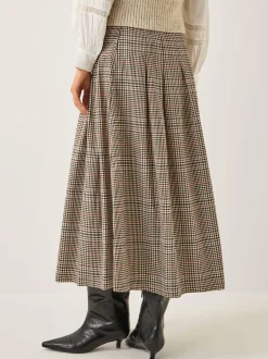 Monsoon Carmen Check Pleat Midi Skirt