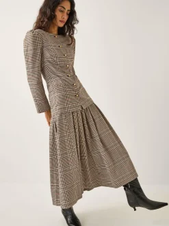 Monsoon Carmen Check Pleat Midi Skirt