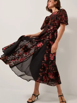 Monsoon Carolyn Midi Devoré Dress