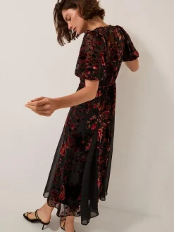 Monsoon Carolyn Midi Devoré Dress