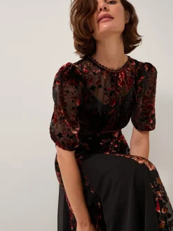 Monsoon Carolyn Midi Devoré Dress