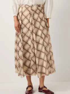 Monsoon Chelsea Check Print Midi Skirt