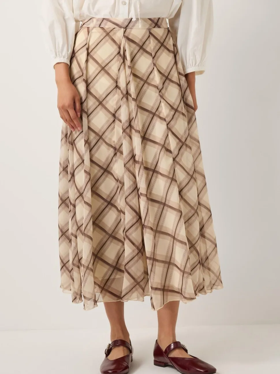 Monsoon Chelsea Check Print Midi Skirt