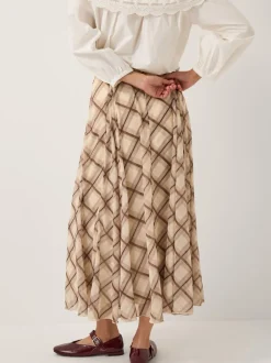 Monsoon Chelsea Check Print Midi Skirt