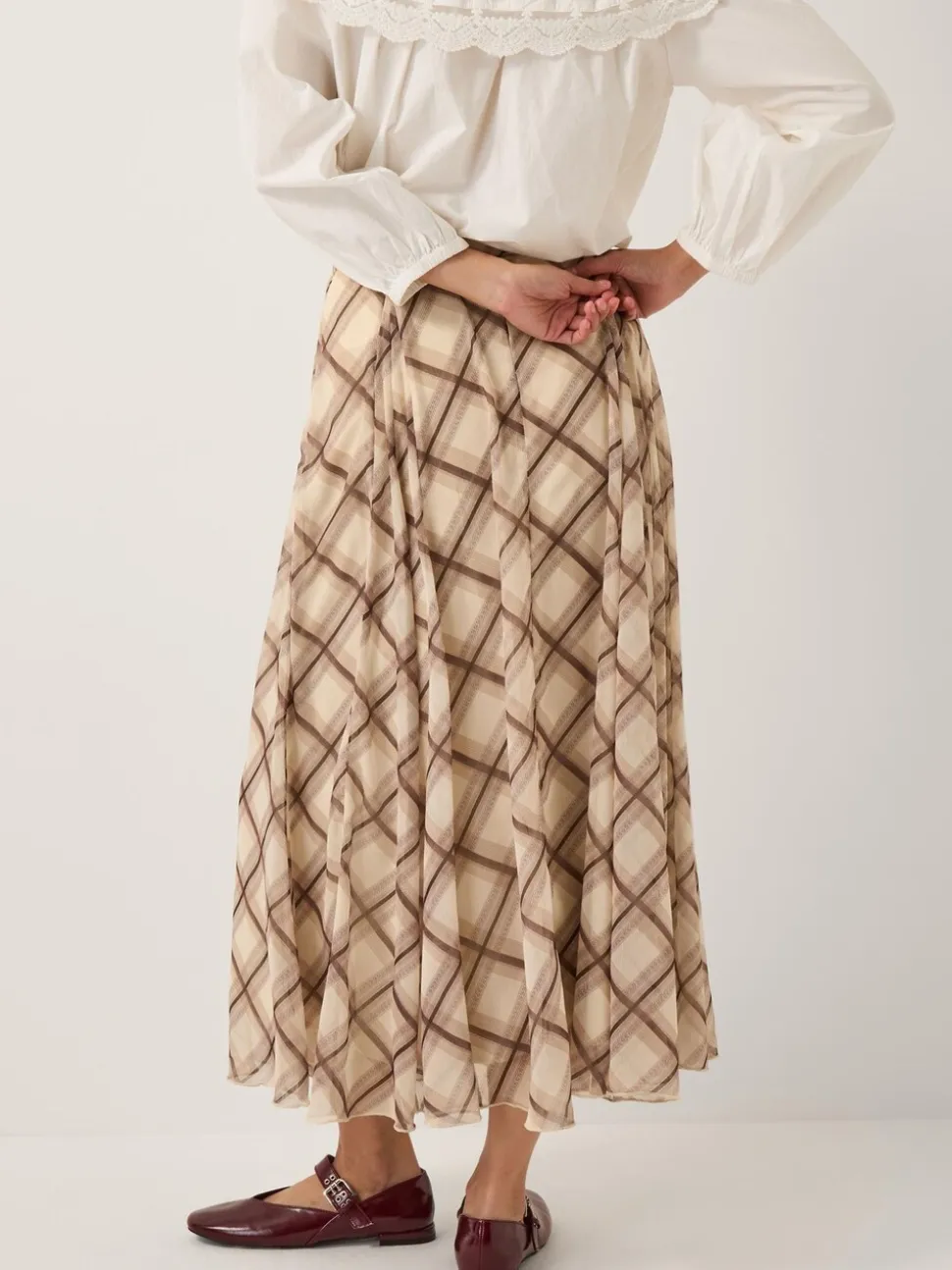 Monsoon Chelsea Check Print Midi Skirt