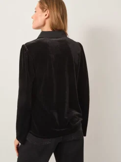 Monsoon Clay Collar Stretch Velvet Blouse