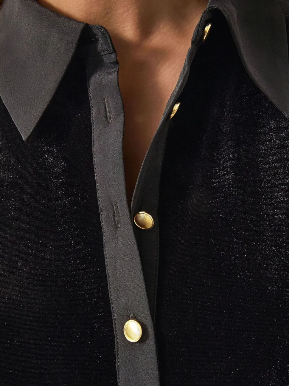 Monsoon Clay Collar Stretch Velvet Blouse