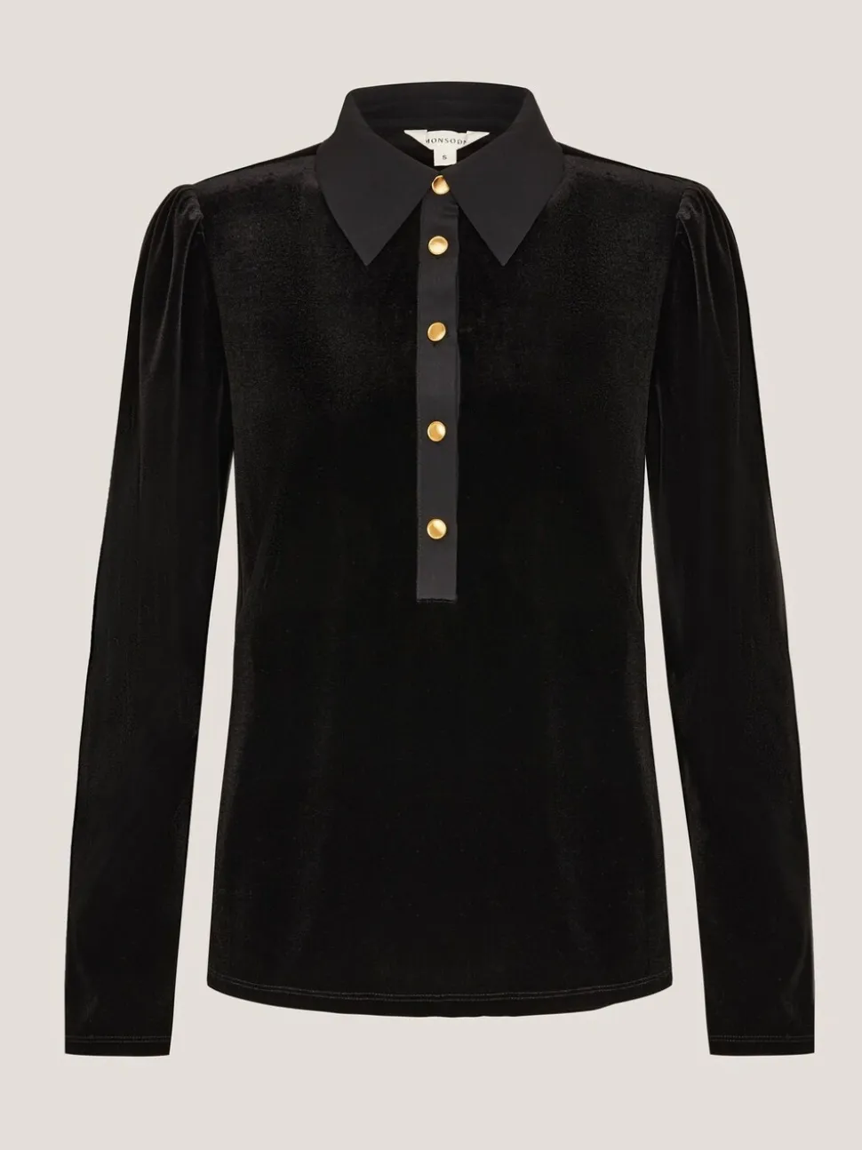 Monsoon Clay Collar Stretch Velvet Blouse