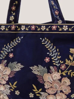 Monsoon Fallon Floral Embroidered Velvet Tote Bag