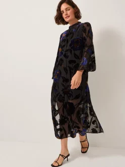 Monsoon Giselle Sheer Floral Devoré Midi Dress
