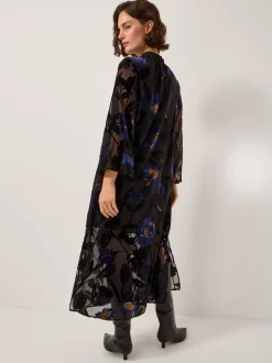 Monsoon Giselle Sheer Floral Devoré Midi Dress