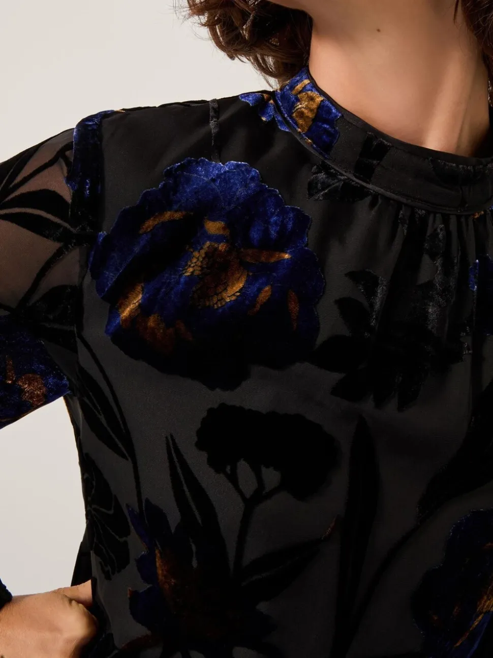 Monsoon Giselle Sheer Floral Devoré Midi Dress