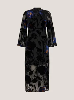 Monsoon Giselle Sheer Floral Devoré Midi Dress
