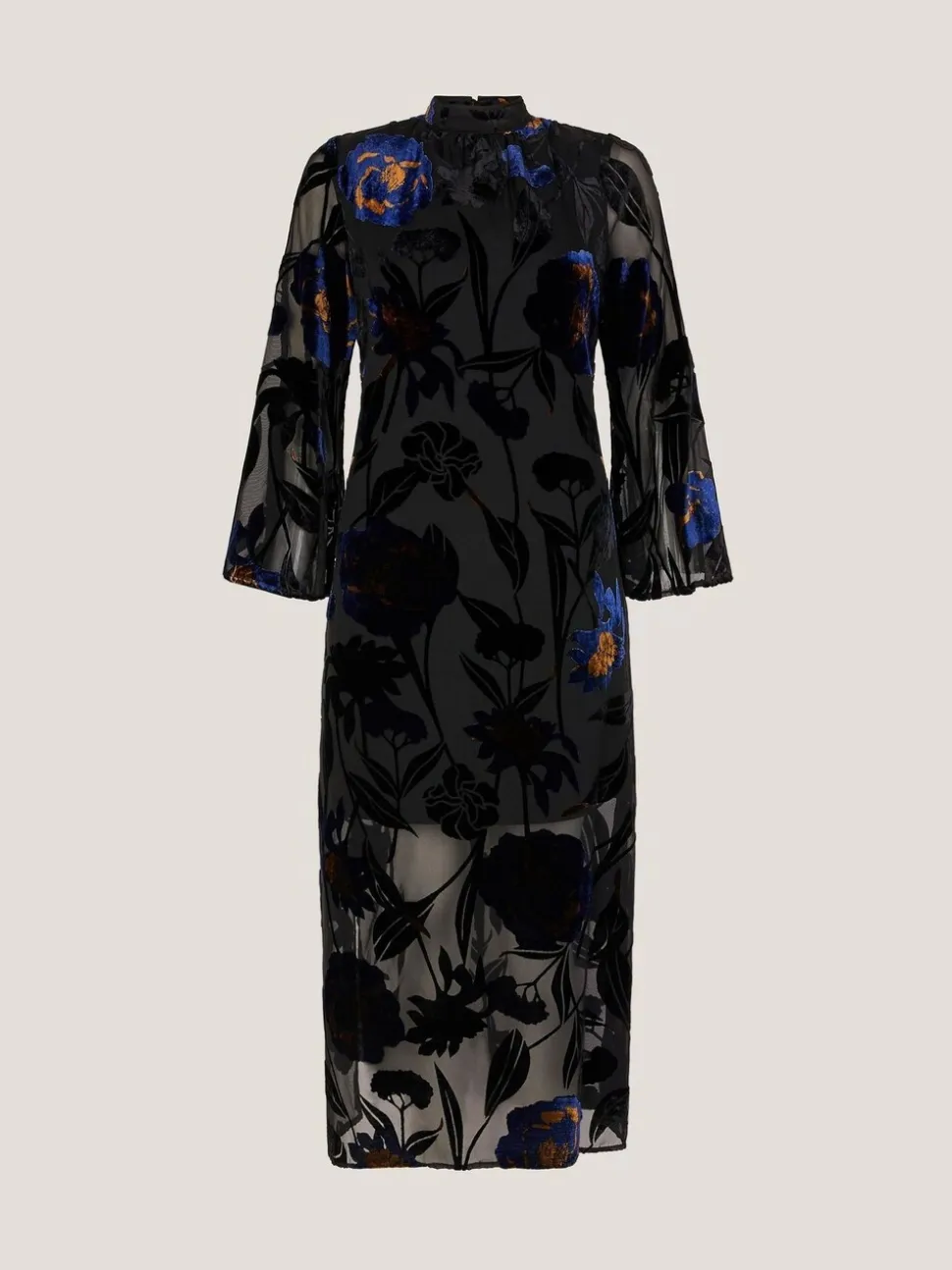 Monsoon Giselle Sheer Floral Devoré Midi Dress