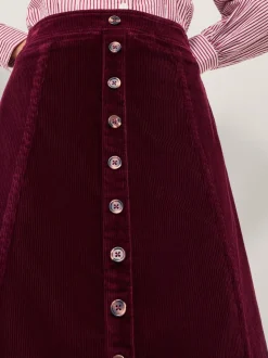Monsoon Jamie Button Corduroy Midi Skirt