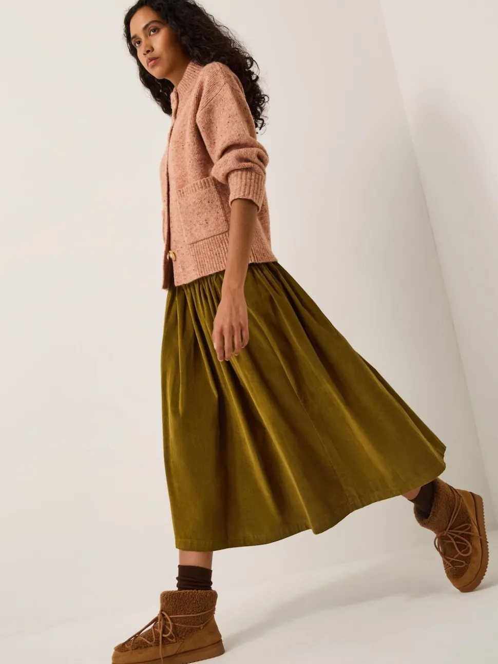 Monsoon Jenny Corduroy Midi Skirt