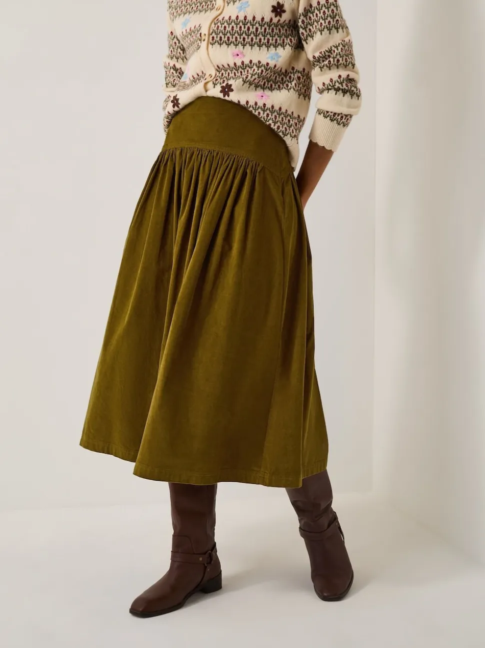 Monsoon Jenny Corduroy Midi Skirt
