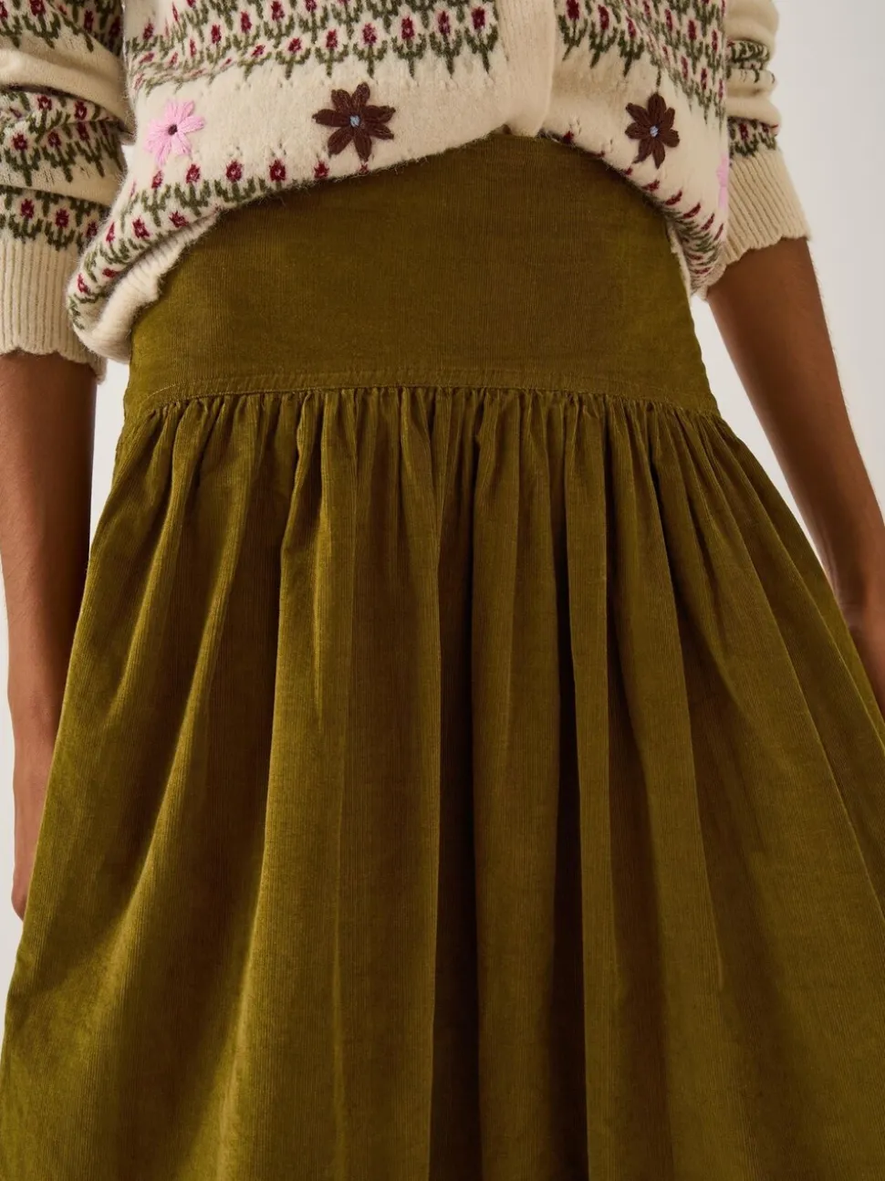 Monsoon Jenny Corduroy Midi Skirt