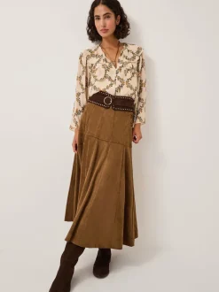 Monsoon Macy Suedette A-Line Midi Skirt
