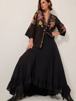 Monsoon Maggie Tie-Front Embroidered Kimono Cover-Up