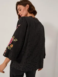 Monsoon Maggie Tie-Front Embroidered Kimono Cover-Up