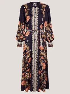 Monsoon Rosalie Blouson Floral Print Midi Dress