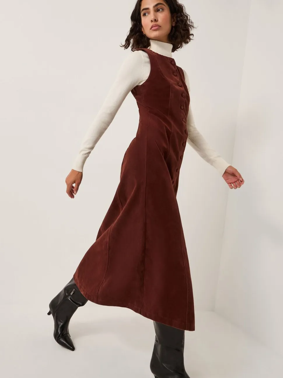 Monsoon Rubi Sleeveless Scallop Midi Dress