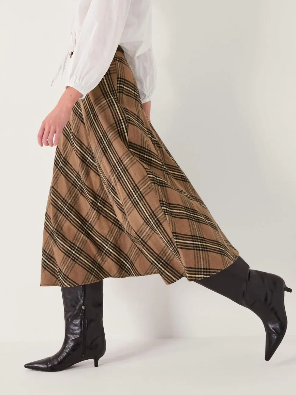 Monsoon Willa Check Midi Skirt
