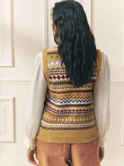 Mosterdgeel - Laura Ashley Fairisle Knitted Tank Top