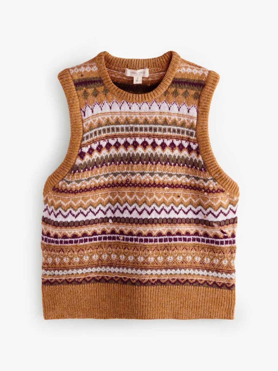 Mosterdgeel - Laura Ashley Fairisle Knitted Tank Top