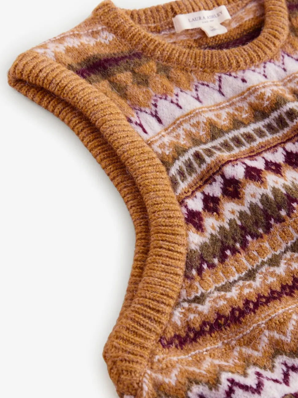 Mosterdgeel - Laura Ashley Fairisle Knitted Tank Top